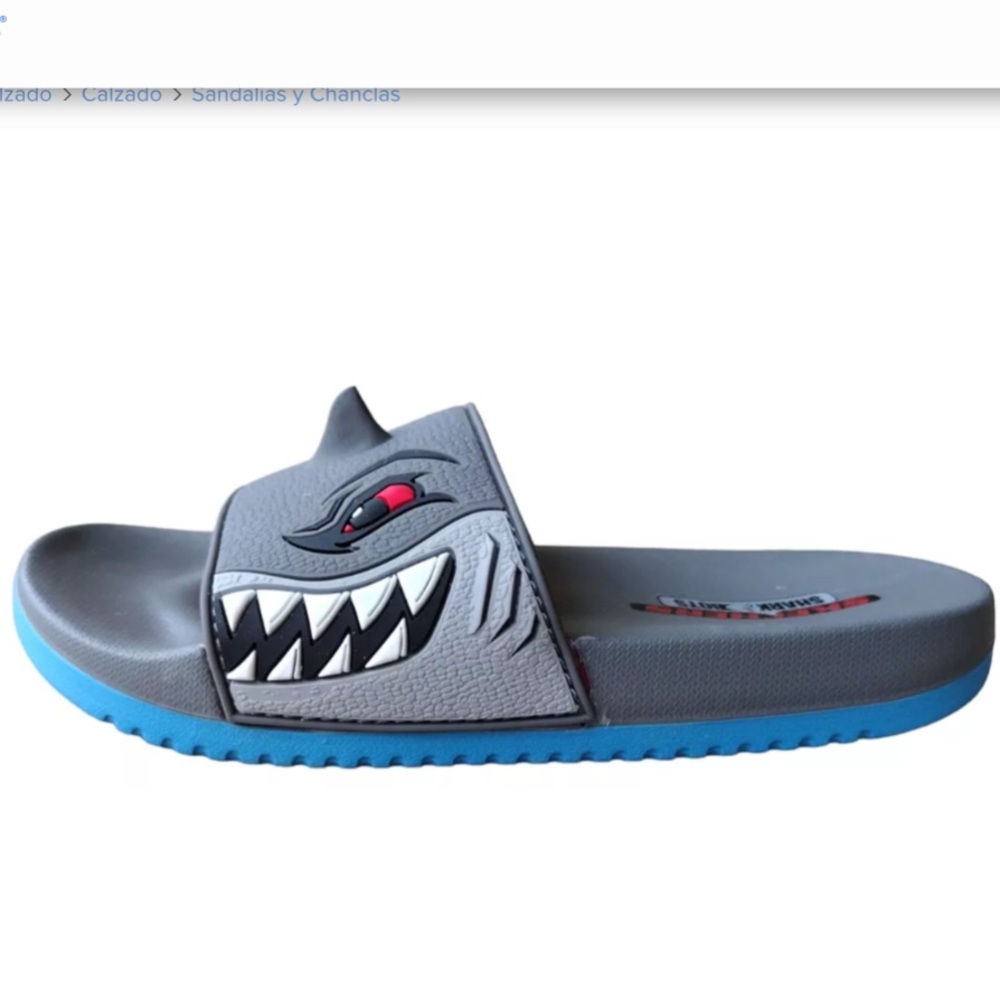 Shark Slide Sandals for Kids - Gray and Blue